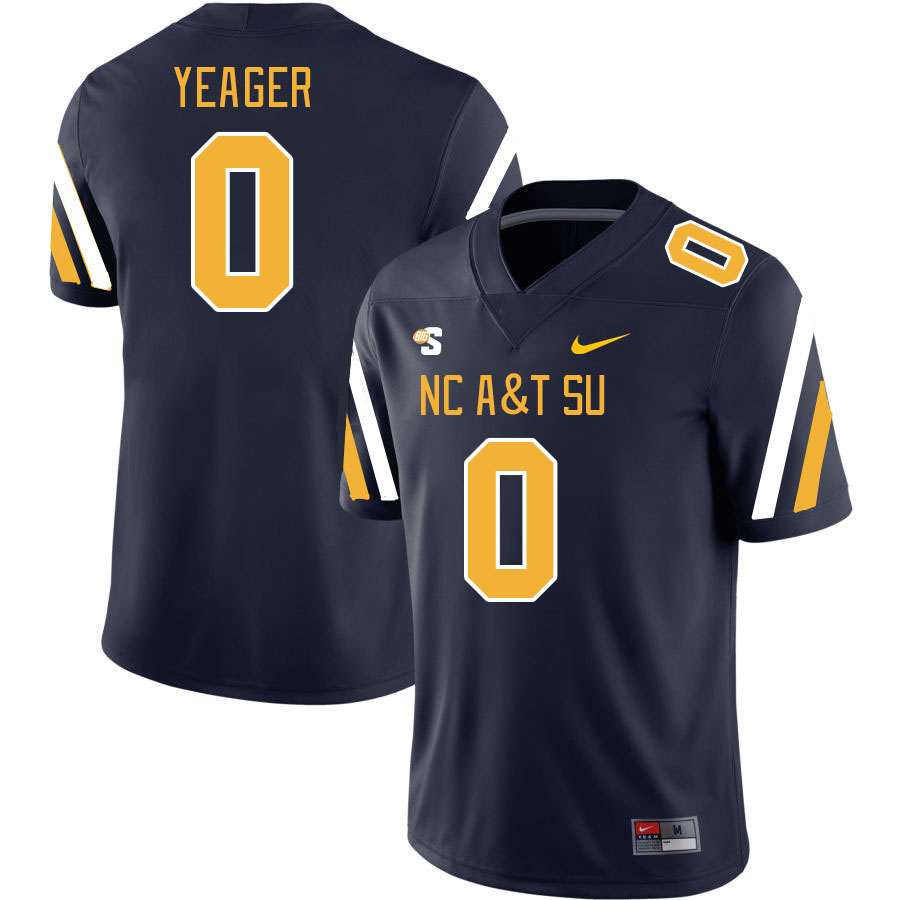 Men-Youth #0 Zach Yeager North Carolina A&T Aggies 2023 College Football Jerseys Stitched-Blue